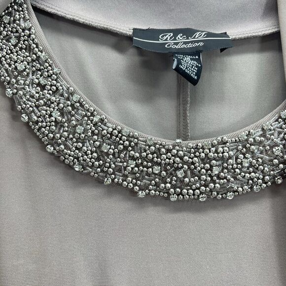 R&M Collection Women's Size 10 Formal Dress And Jacket Set Sequin Lace Tan Beige - Picture 7 of 16